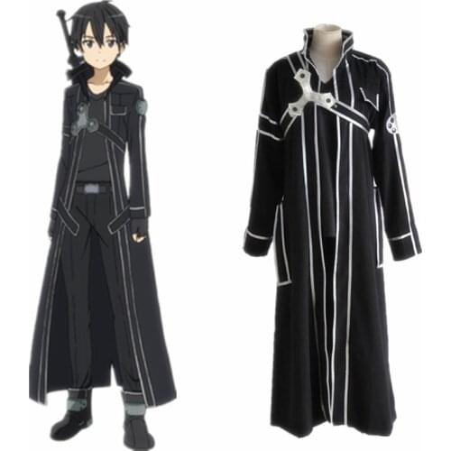 Anime SAO Sword Art Online Cosplay Kirito Kirigaya Kazuto Costume Halloween Party Suit Black Uniforms Set