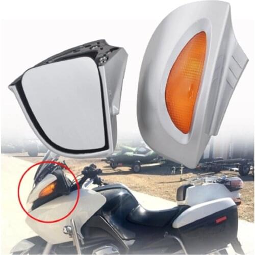 Black/Silver/White Motorcycle Turn Signal Rearview Side Mount Mirrors Amber Smoke Lens Fit for BMW R 1100 1150 RT
