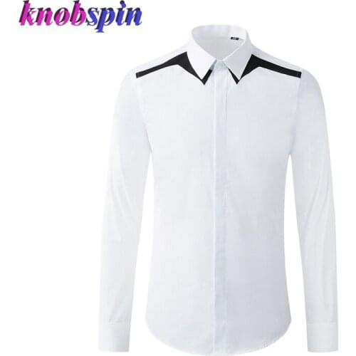 Brand Business Mens Cotton Shirt Long Sleeve Slim Casual Chemise homme 100% Cotton Patchwork Shirts Men Plus size Camisas