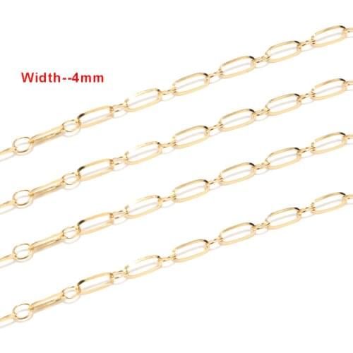 New 4mm gold/silver tone Stainless Steel Cable Chain Link in Bulk for Necklace Jewelry Accessories DIY Making