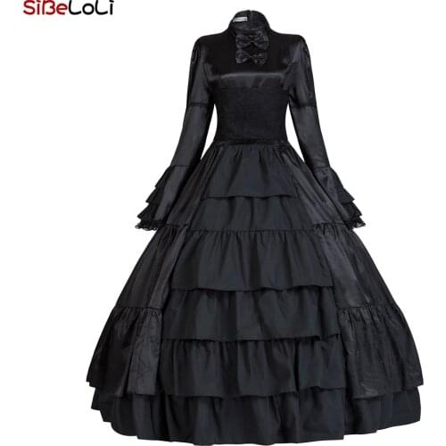 Black Gothic Victorian Corset Dress Historical Period Steampunk Victorian Inspired Ball Gown Theater Reenactment Costume