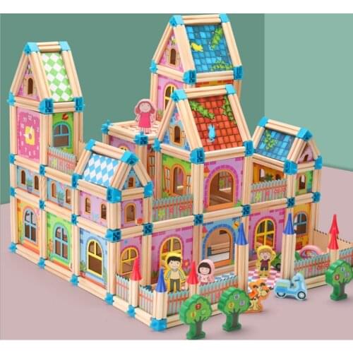 3D Wooden Buildings block Architecture DIY House Gift Children Toys 3D Wood Castle Assembled Toy Children Educational Toys