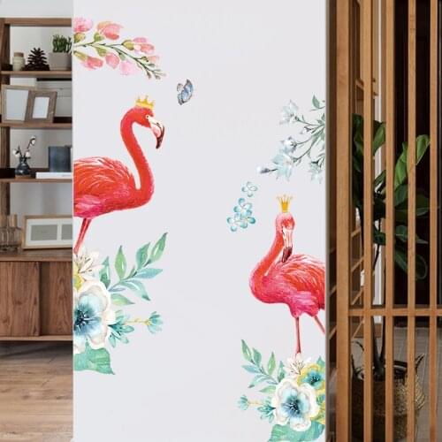 Flamingo Queen wall stickers for living room children bedroom kids room door wall decor Butterfly flower decals mural poster