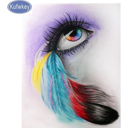 "eyes feather"diy Handcraft Embroidery diamond mosaic Rhinestones Cross Stitch 5d Diamond Painting square/round drills display
