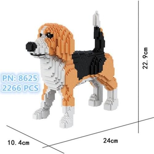 HS New Golden retriever dog Blocks Pet Dog Brown Animal 3D Model 2266pcs DIY Diamond Mini Building Small Brick Toy for Children