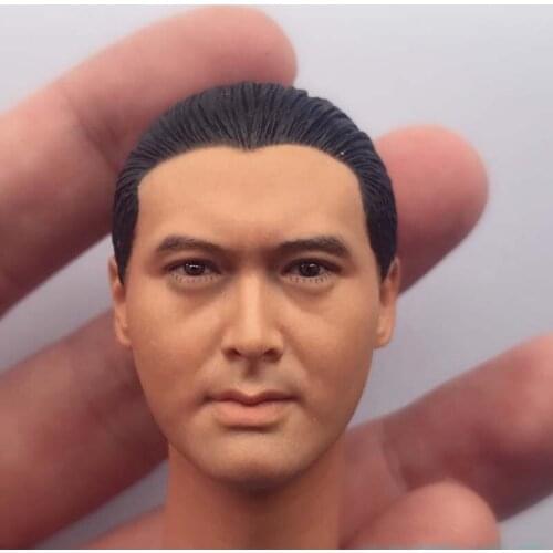 1/6 Scale Gambler Chow Yun Fat Head Sculpt Male Soldier Asian Star Head Carving Action Figure Toy