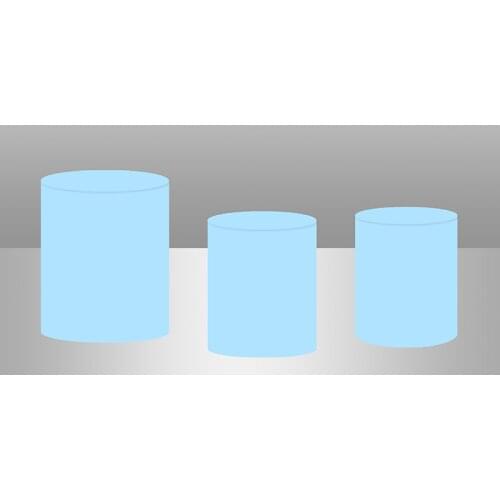 InMemory Solid Baby Blue Polyester Round Cylinder Plinth Cover Elastic Customized
