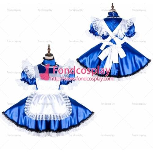 Sissy maid satin dress lockable Uniform cosplay costume Tailor-made[G2137]