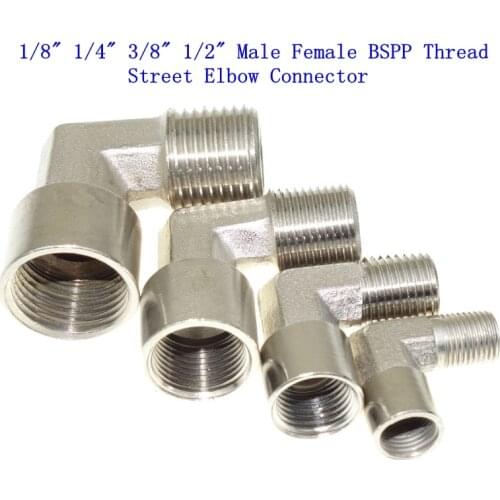 Brass Nickel Plated Pipe Fitting Street Elbow Connector 1/8" 1/4" 3/8" 1/2" Male Female BSPP