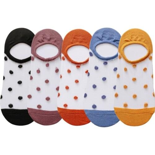5 Pair Anti-dropping Transparent Summer Ankle Socks Women Asakuchi Thin Section Socks Set Aesthetic Novelty Dot Chaussette Femme