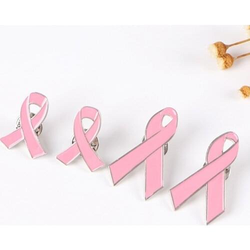 Womens Jewelry Enamel Pink Ribbon Brooch Pins Surviving Breast Cancer Awareness Hope Lapel Buttons Badges