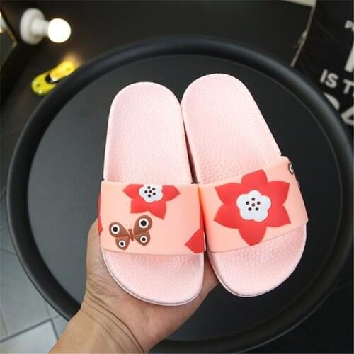 Cartoon Shoes Baby Girls Boys Slippers Summer Kids Home Non-slip Sandals for Girls Soft Sole Baby Shoes PVC Flat Heels