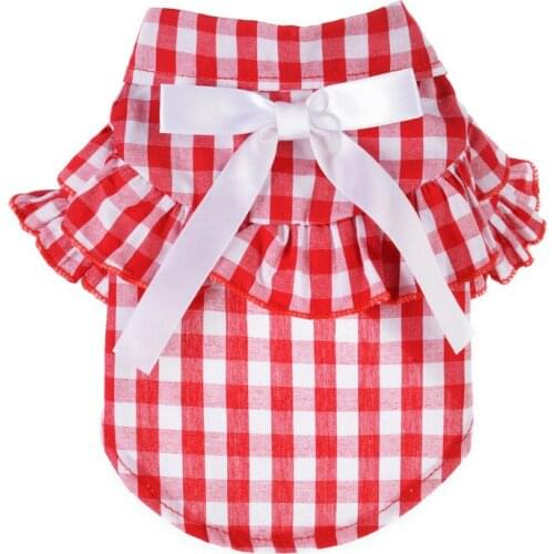 Dog Clothes Cat Shirt Puppy Pet Plaid Stripe T-Shirt Vest Petal Sleeve Princess Skirt Dress Spring/summer Breathable Pet Supplie