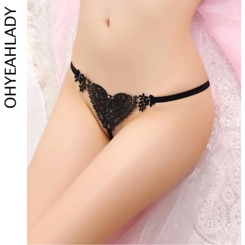 Ohyeahlady Lace Embroidery Sexy G-strings Thongs & Tangas Comfortable Beading Transparent Women Panties Thongs V-string PJ5130