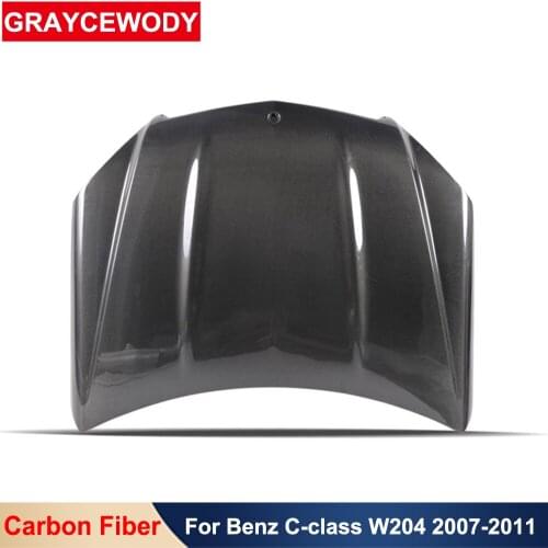 Real Carbon Fiber Car Front Engine Hood Cover For Mercedes-benz C-class W204 Body External Modification Part 2007-2011
