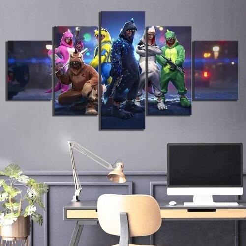5 Piece Free Fire Battlegrounds Games Poster Artwork Paintings Garena Free Fire Video Games Canvas Paintings Wall Art