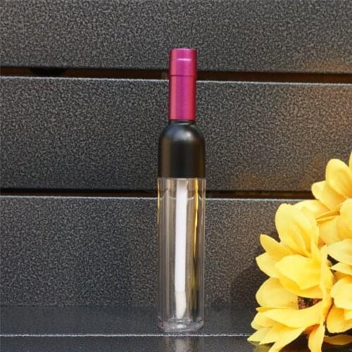 5ML 10/30/50pcs Empty Wine Red Plastic Lipgloss Bottle with Colored Cap, Wine Shape Creative Portable Lip Gloss Tube