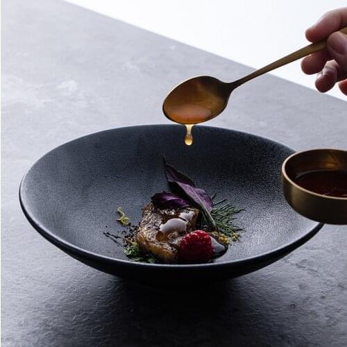 Salad Bowl Creative Retro Black Bowl Japanese Tableware Personalized Horn Bowl Household Noodle Bowl Commercial