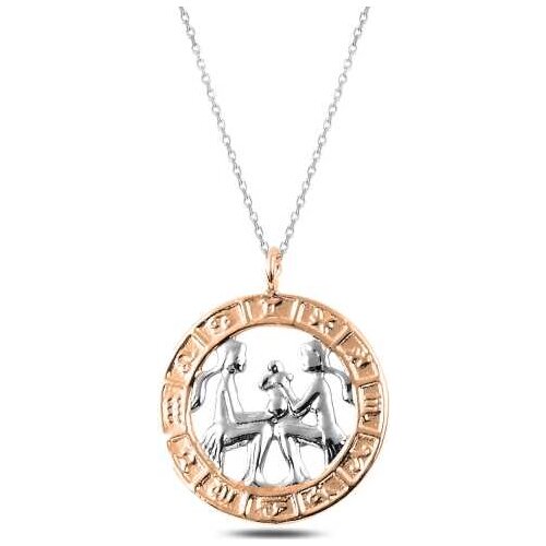 Silver Rose Gemini Zodiac Pendant