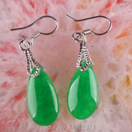 New Hot Green Jades Drop Hook Dangle Earrings 1 Pair