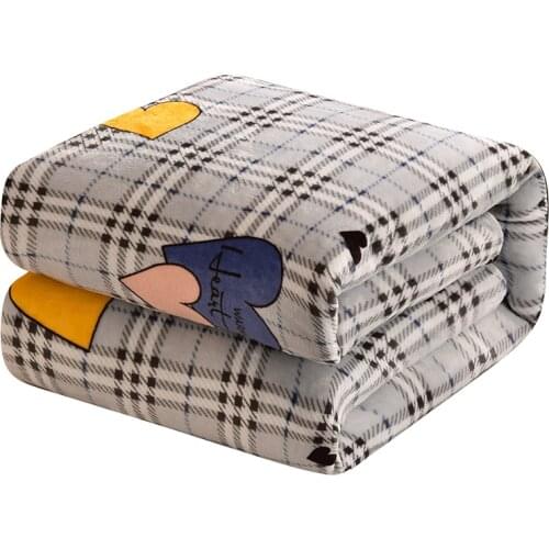 Grid Soft Warm Coral Fleece Blanket Sheet Bedspread Sofa Light Thin Mechanical Wash Flannel Blankets SSXML