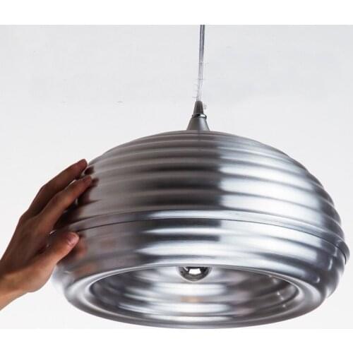 Modern Simple Hanging light Nordic Aluminum Metallic Semicircle stripes LED pendant lamp for restaurants Thread Round Lighting