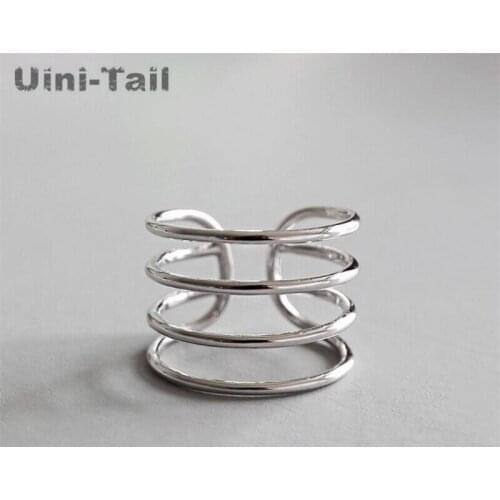 Uini-Tail hot new 925 sterling silver simple multi-layer ring open ring Korean fashion tide flow sweet high quality jewelry
