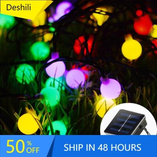 5m 10m 12m 22m round ball solar string lights outdoor fairy light for christmas wedding party decoration with solar panel