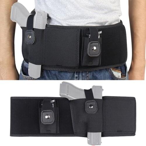 Universal Tactical Belly Band Holster Concealed Carry Pistol Gun Pouch Waist Bag Invisible Elastic Girdle Belt Hunting X216A