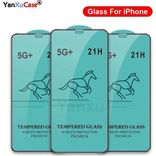 10Pcs 21H Full Glue Tempered Glass For iPhone 12 11 Pro Max Mini X XS Max XR 8 7 6 Plus SE 2020 2.5D Full Cover Screen Protector