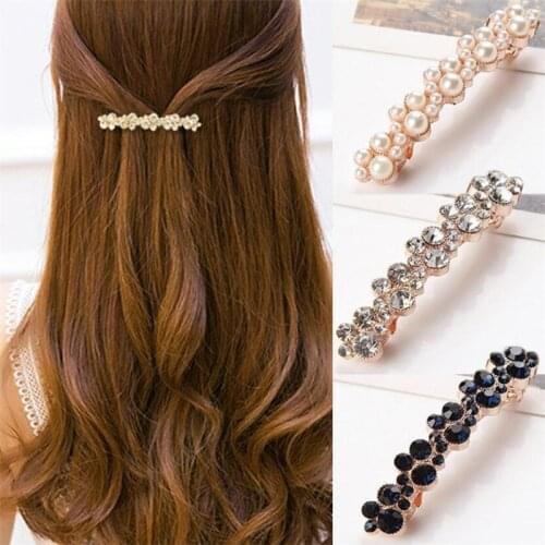 Fashion 5 Colors Korean Crystal Pearl Hair Clips Elegant Women Barrettes Hairpins Hairgrips Headwear Hair Accessories