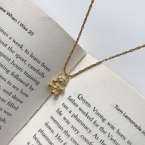 925 sterling Silver necklace jewelry women wedding fashion bear CZ crystal Zircon stone pendant necklace Christmas gift