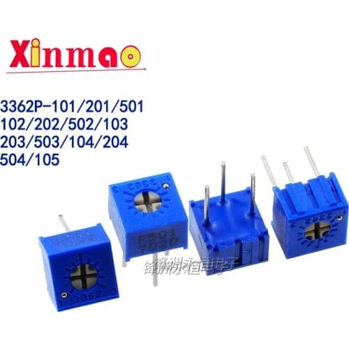 10pcs/lot 3362P Adjustable Precision Potentiometer 1/2/5/10/20/50/100/200/500K 100R-1M 103