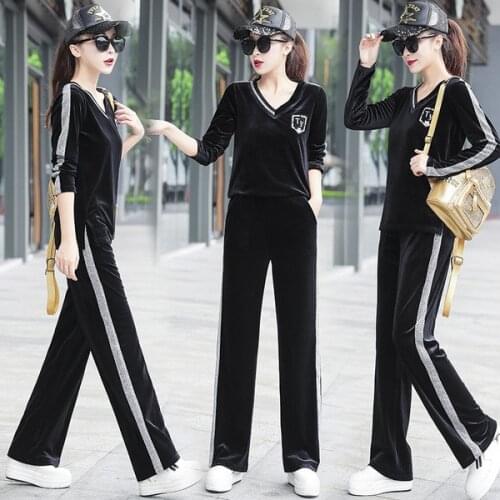 100kg can wear women sportswear tracksuit velvet loose sweatshirt+pant running jogging fitness casual athletic set sport suit