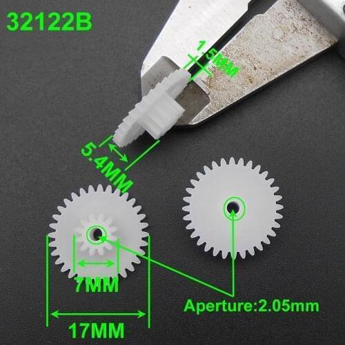 10000Pcs 0.5 Modulus 0.5M Double Gear Reduction Bilayer Gears 32 + 12 Teeth Aperture 2MM 2.05mm 2B Loose Fitting 32T 12T 32122B