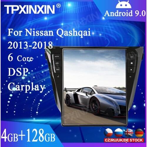 128G Android 9 For Nissan Qashqai 2013-2018 Tesla Style Car GPS Navigation Headunit Tape Recorder Multimedia Player Auto Stereo