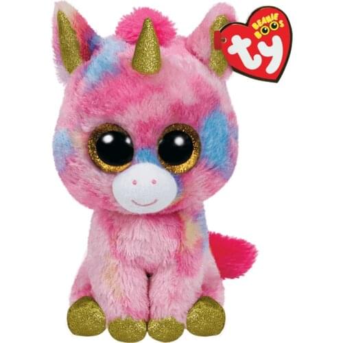 25cm Ty Big Eyes Beanie Velvet Fantasia The Multicolor Unicorn Medium Plush Animal Toys Stuffed Doll Unicorn Gift