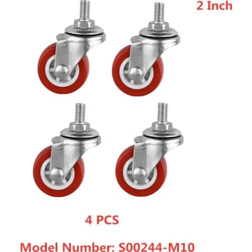 4 Pcs/Lot 2 Inch M10 Thread Pvc Caster Diameter 5cm Furniture Universal Wheel Screw Rod Mute Wear-resistant