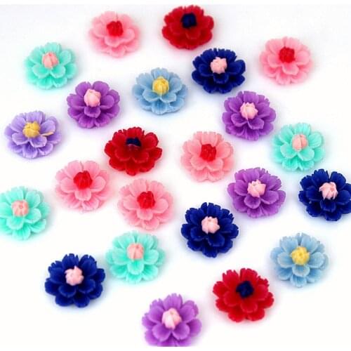 50pcs 12mm Flower Flatback Resin Cabochons Scrapbook Craft DIY Embellishments Decor For Clothing Headwear Accessories MC102
