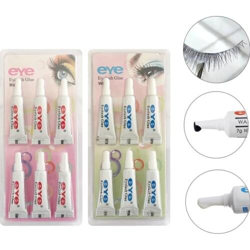 6pc Eyelash Glue Waterproof Sweatproof Makeup Tools Transparent Eyelash Glue Strong False Eyelash Lash Glue Adhesive Black/Clear