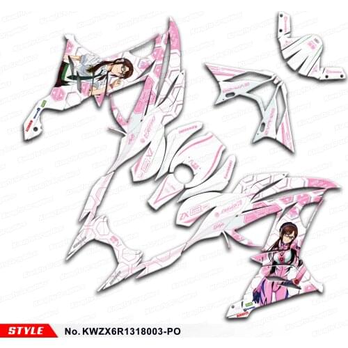 Aftermarket Sport Bike Graphics Vinyl Stickers for Ninja ZX-6R 636 2013 2014 2015 2016 2017 2018, Style No. KWZX6R1318003-PO