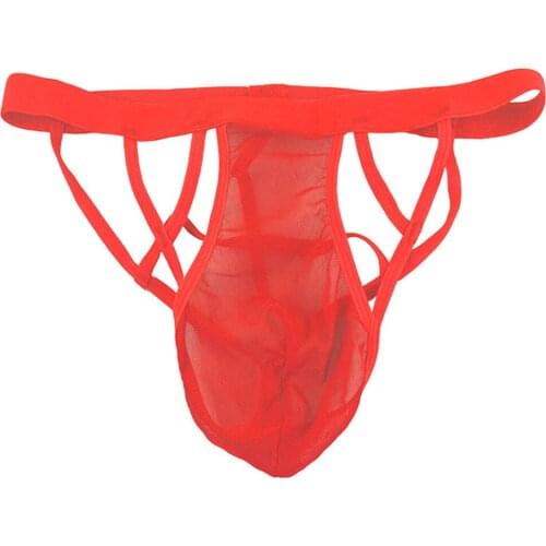 Hollow Out Back Jockstraps for Gay Men Bandage G String Jockstrape Men Sex Cueca Gay Mesh Underwear Lingerie Pouch Ass Free