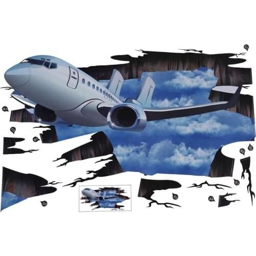Big deal 3D Stream Floor Wall Sticker Removable Mural Decals Vinyl Art Living Room Decor (Airplane)