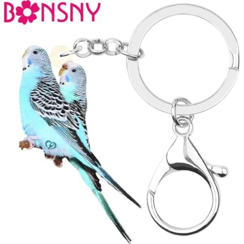 Bonsny Acrylic Long-tailed Parake Bird Keychains Keyring Animal Keyring Jewelry For Women Kids Friends Fashion Gift Bag Charms