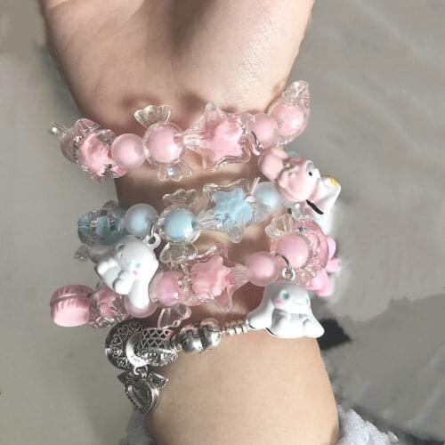 Hello Kitty Cartoon Girls Bracelet Womens Multicolor Star Candy DIY Couple Bracelet Childrens Birthday Gift