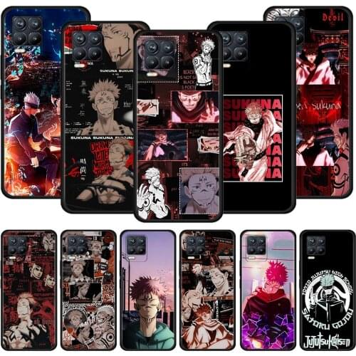 Jujutsu Kaisen Anime Black Case For Realme 8 C21 5 6 7 Pro C3 XT GT Master Explorer 7i X50 C11 C21Y C20A X7 Cover Caso Silicone