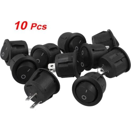 CNIM Hot 10Pcs AC 6A 10A 250V On Off Snap in SPST Round Boat Rocker Switch Black