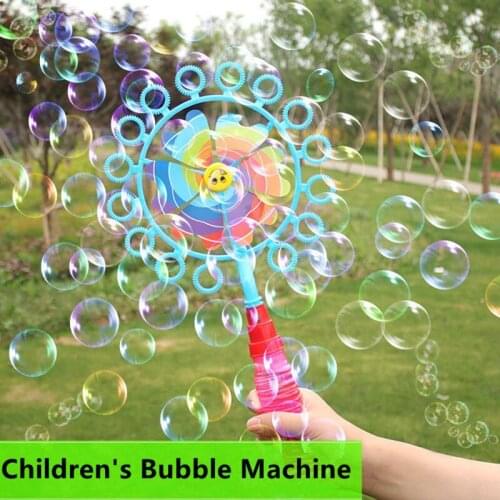 Kids Windmill Bubble Maker Machine Toy Children Blower Stick Fun Outdoor Spotrs Activity Play Games Girls Boys Gifts Beach Toys