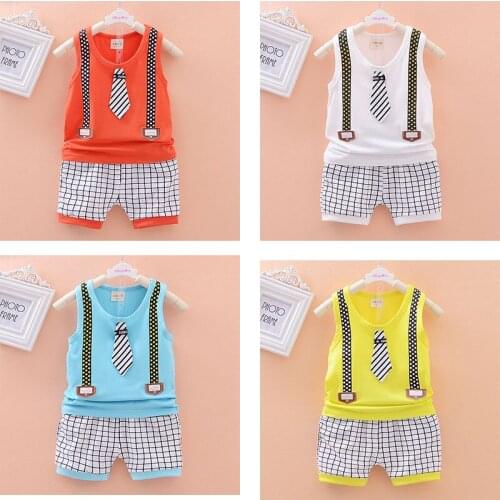 Boys Children Summer O-Neck Print Sleeveless T-Shirt Top Pants Sets Casual Kid Baby Cotton Cartoon Sets 1-10 Years