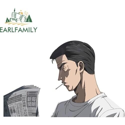 EARLFAMILY 13cm x 9.9cm Funny Bunta Smoking with Newspaper Sticker Cartoon Car Stickers Motorcycle Decor Window Car Bumper Decal